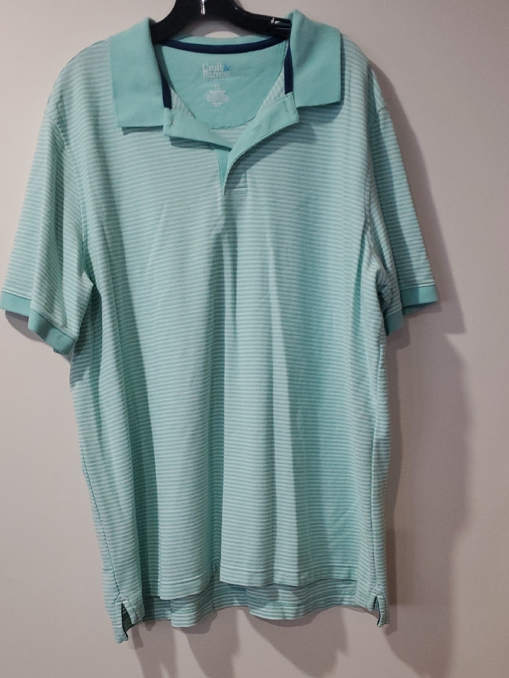 croft & barrow Mint Green Striped Polo Shirt
